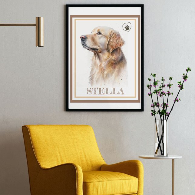 Custom Beautiful Watercolor Dog (GoldenRetriever) Poster (Von Creator hochgeladen)