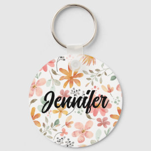 CUSTOM Beautiful White Orange Pink Blossom Blume Schlüsselanhänger