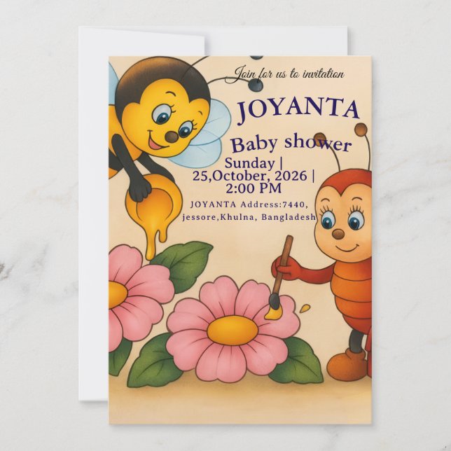 Custom bee baby shower  save the date (Vorderseite)