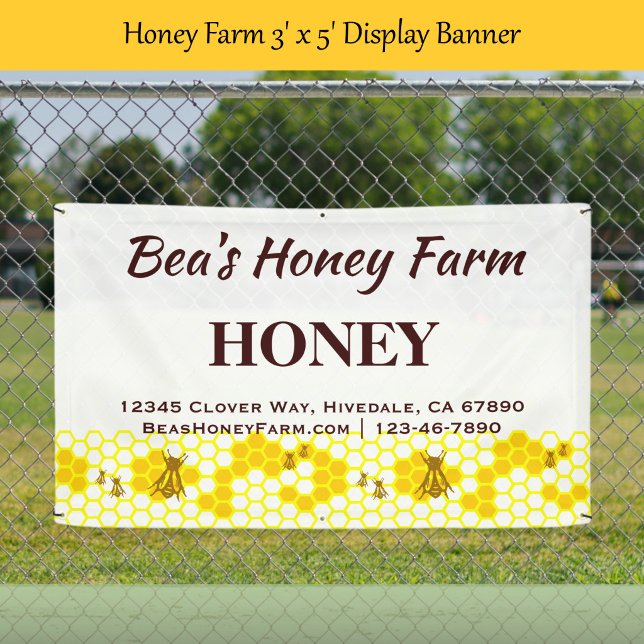 Custom Bees Honey Farm 3' x 5' Display Banner (Custom Bees Honey Farm 3' x 5' Display Banner)