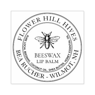 Custom BeesWachs Lip Balm mit Heraldic Honeybee Gummistempel