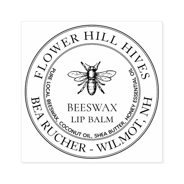 Custom BeesWachs Lip Balm mit Heraldic Honeybee Gummistempel (Prägung)
