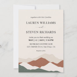 Custom Beige Gray Abstrakt Mountains Wedding Einladung