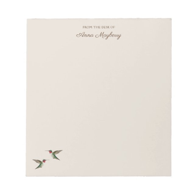 Custom Beige Hummingbird Notepad Notizblock (Vorderseite)