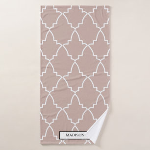 Custom Beige marokkanisches Gittermuster Badehandtuch