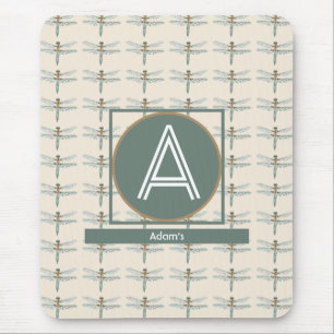 CUSTOM BEIGE TRENDY DRAGONFLY MOUSEPAD