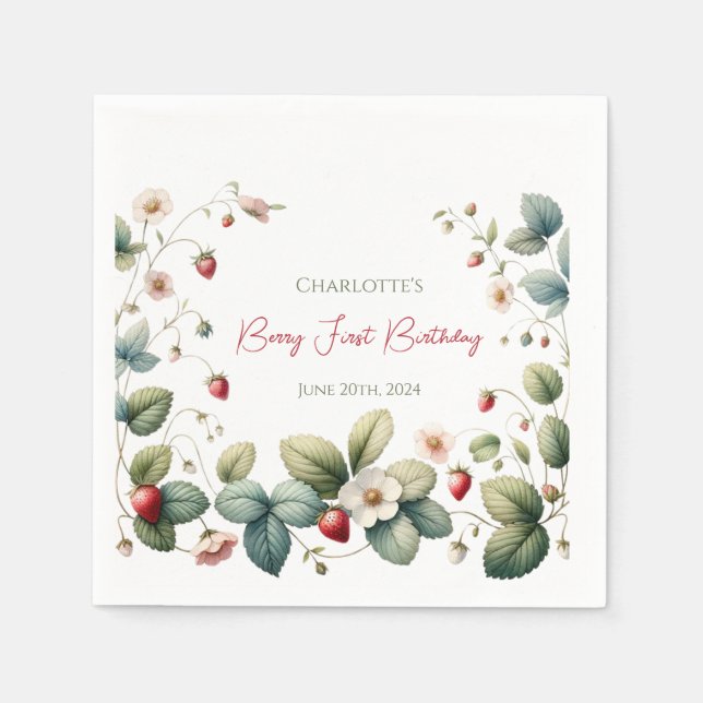 Custom Berry First Geburtstag Serviette (Vorderseite)