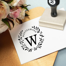 Custom Berry Laurel Wreath Wedding Monogram Gummistempel