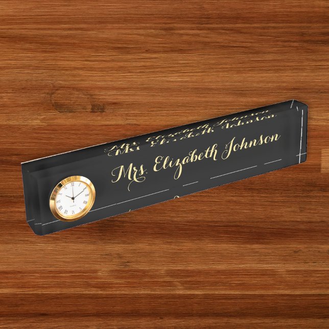 Custom Beruflich Black Elegant Teacher School Namensplakette (Custom Professional Black Elegant Teacher School Desk Name Plate)