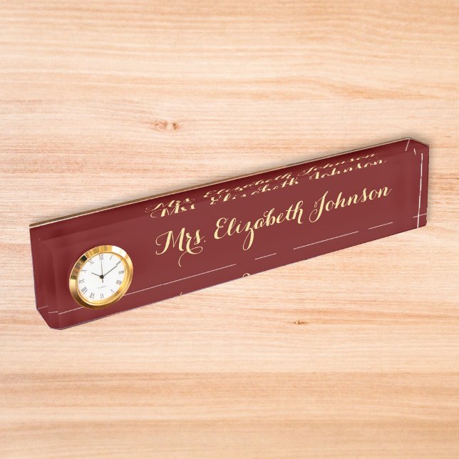 Custom Beruflich Elegante Script Teacher School Namensplakette (Custom Professional Elegant Script Teacher School Desk Name Plate)