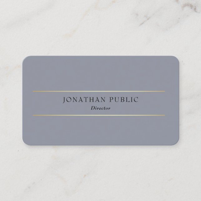 Custom Beruflich Modern Gray Gold Elegante Visitenkarte (Vorderseite)