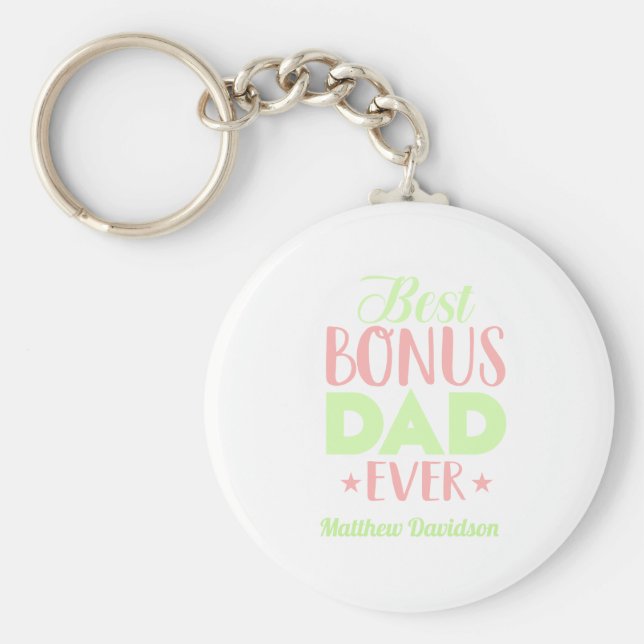 Custom Best Bonus Vater je Typografie Schlüsselanhänger (Vorne)