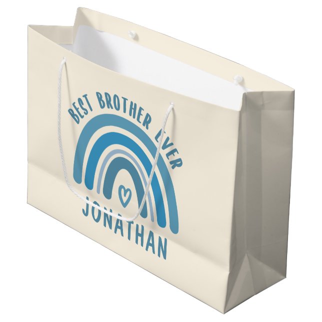Custom Best Brother je Rainbow Brother Geschenke Große Geschenktüte (Vorderseite Schrägansicht)