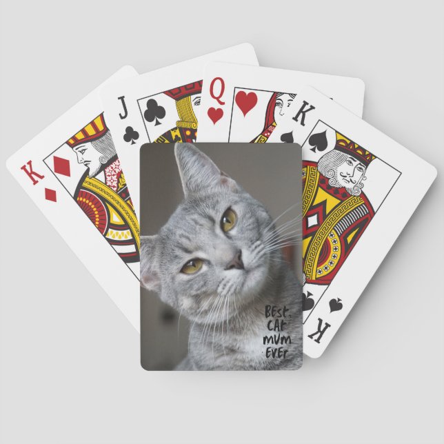 Custom Best cat Mama Ever Modern Cat Foto Spielkarten (Rückseite)