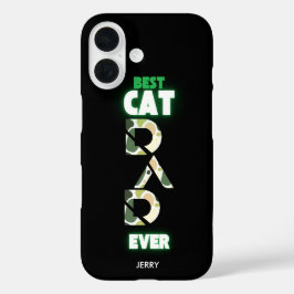 Custom Best Cat Vater Camouflage iPhone 16 Hülle