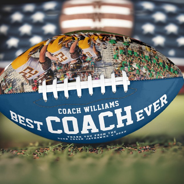 Custom BEST COACH EVENT Modernes Cool Dankeschön F Football (Touchdown gratitude! Our 'Best Coach Ever' football )