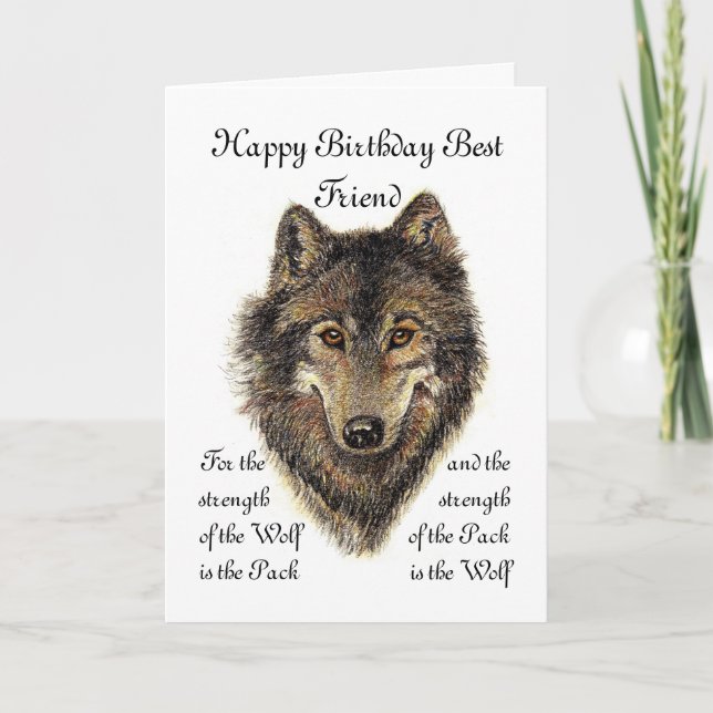 Custom Best Friend Birthday - Wolf und Pack Quote Karte (Vorderseite)
