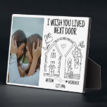 Custom Best Friend Geschenk ich wünschte, Sie lebe Fotoplatte<br><div class="desc">Das Custom 12x18 Easel "I want you Lived Next Door" ist mehr als nur ein Geschenk; es ist ein Symbol für Ihre unzerbrechliche Bindung. Überraschen Sie Ihren besten Freund mit einem personalisierten Sake, den sie für immer schätze. Feiern Sie Ihre besten Freunde für immer mit unserem personalisierten 12x18, eine herzliche...</div>