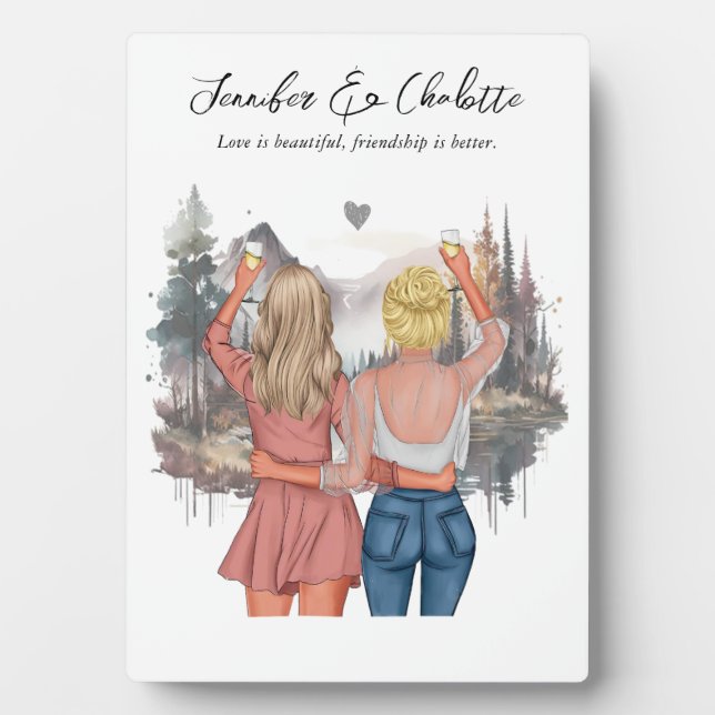 Custom Best Friend Portrait mit Herbstlandschaft Fotoplatte (Vorderseite)