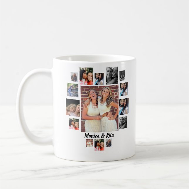 Custom Best Friends 15 Foto Collage Kaffeetasse (Links)