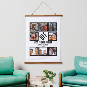Custom Best Friends Forever BESTE FREUNDIN 8 FotoC Wandteppich Mit Holzrahmen