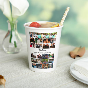 Custom Best Friends Forever Brothers Foto Collage Pappbecher