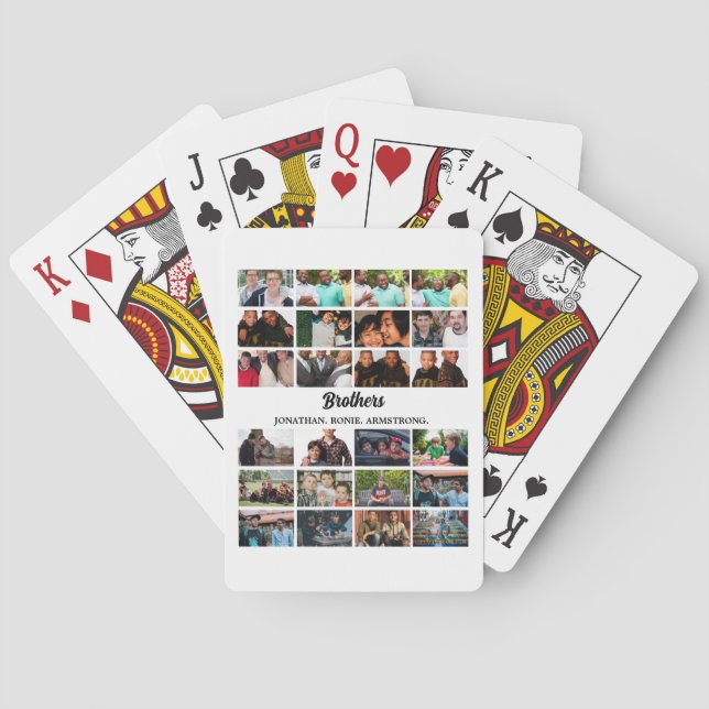 Custom Best Friends Forever Brothers Foto Collage Spielkarten (Rückseite)