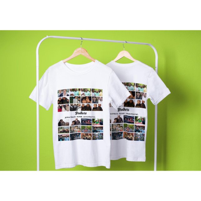 Custom Best Friends Forever Brothers Foto Collage T-Shirt (Von Creator hochgeladen)