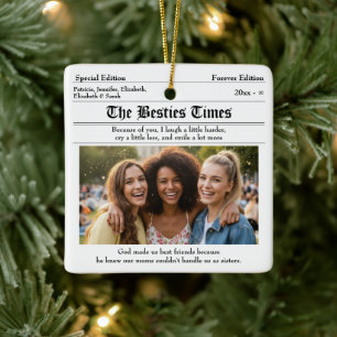 Custom Best Friends Newspaper 2 Fotos Keramikornament