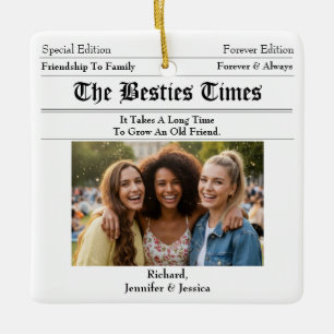 Custom Best Friends Newspaper Foto Keramikornament