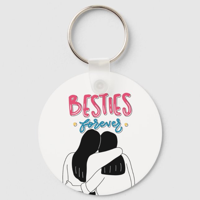 Custom Best Friends Schlüsselanhänger - Girls Hug  (Vorderseite)