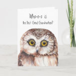 Custom Best Great Grandmother Cute Owl Humor Karte<br><div class="desc">Custom Best Great Grandmother Birthday Cute Owl Humor. Customize with your own personal greeting</div>