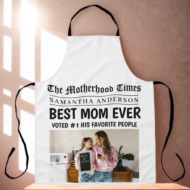 Custom "Best Mama Ever" Newspaper Headline Foto Schürze (Von Creator hochgeladen)