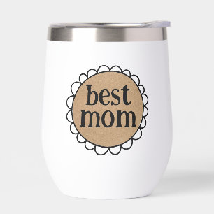 Custom BEST MAMA Scalloping Edge Stemless Wine