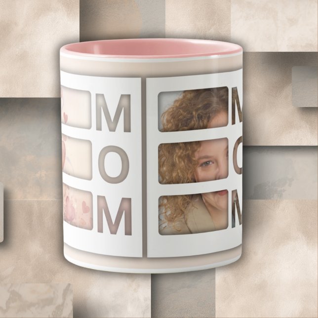 Custom best Mom 3 Photo Grid Birthday Keepsake Tasse (Von Creator hochgeladen)