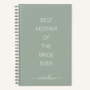 Custom Best Mother of the Bride Modern Dusty Sage Notizbuch