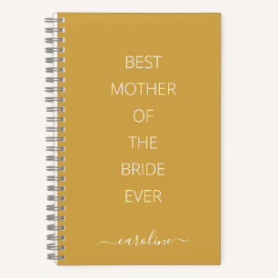 Custom Best Mother of the Bride Modern Yellow Notizbuch