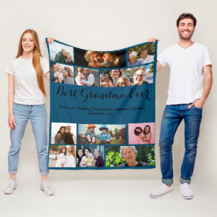 Custom Best Oma je 12 Foto Collage Elegant Fleecedecke
