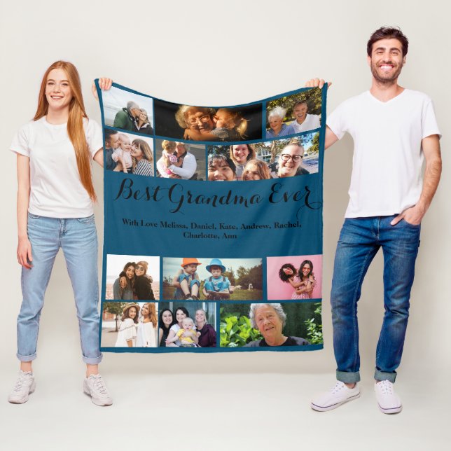 Custom Best Oma je 12 Foto Collage Elegant Fleecedecke (Beispiel)