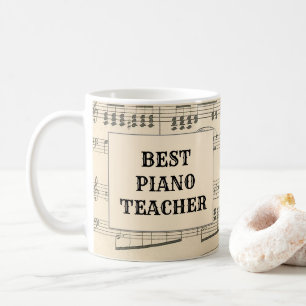 Custom Best Piano Teacher Vintag Sheet Music Kaffeetasse
