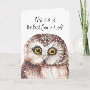 Custom Best Son-in-Law Cute Owl Humor Karte