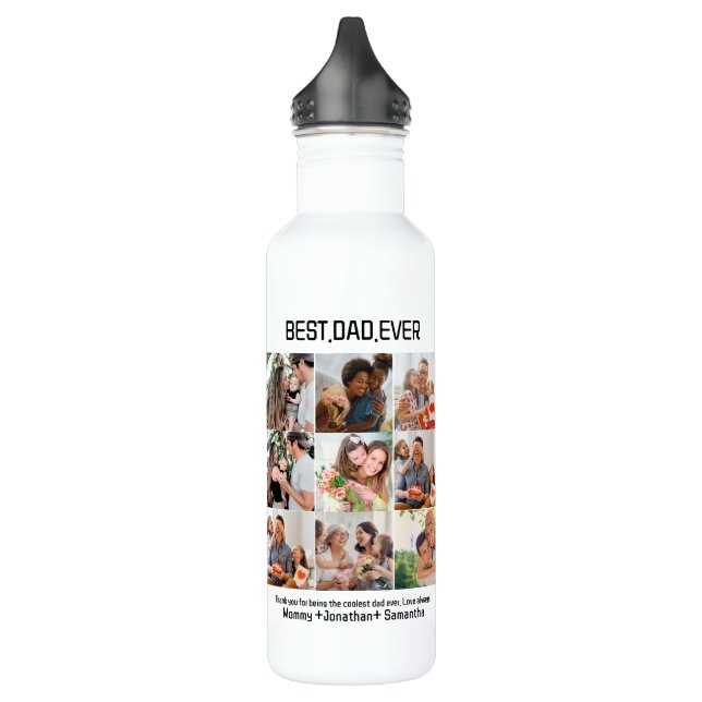 Custom Best Vater je Vatertag 9 FotoCollage Edelstahlflasche (Links)