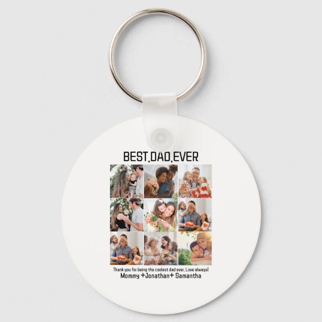 Custom Best Vater je Vatertag 9 FotoCollage Schlüsselanhänger (Vorderseite)