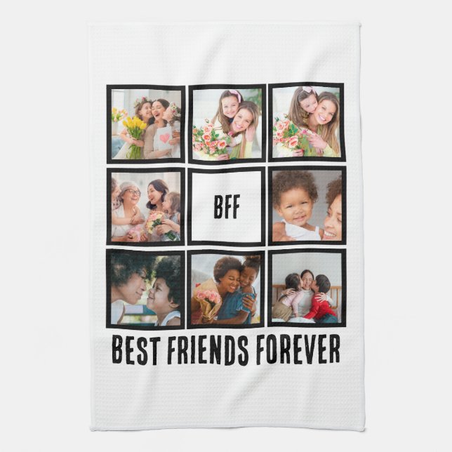 Custom BESTE FREUNDIN Best Friends Forever 8 Foto  Geschirrtuch (Vertikal)