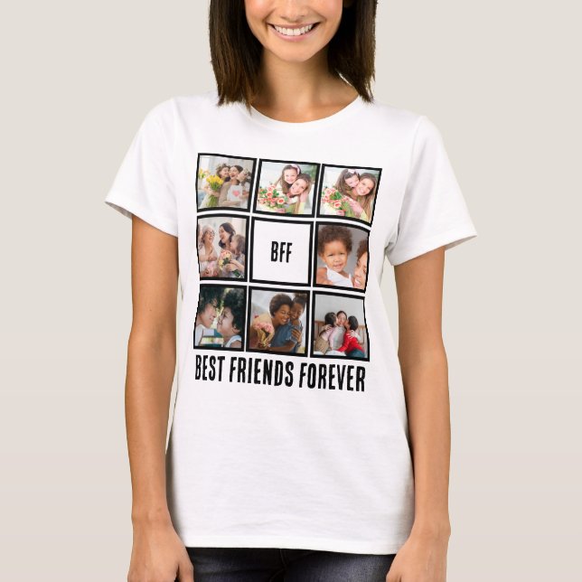 Custom BESTE FREUNDIN Best Friends Forever 8 Foto  T-Shirt (Vorderseite)