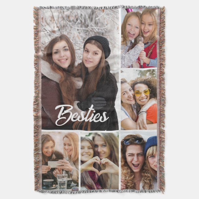 Custom "Besties" Photo Collage  Decke (Vorderseite Vertikal)