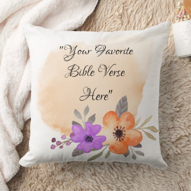 Custom Bible Verse on Peach Background and Blume Kissen (Decke)