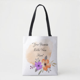 Custom Bible Verse on Peach Background and Blume Tasche