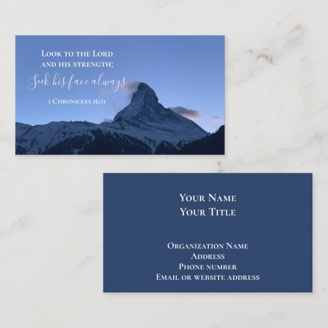 Custom Bible Verse Swiss Alps Photo Template Visitenkarte (Vorne/Hinten)