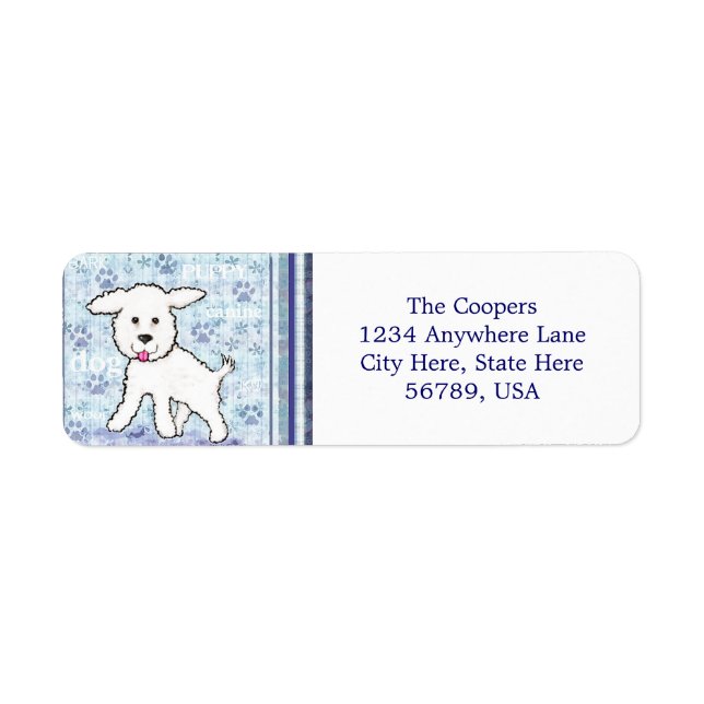 Custom Bichon Frise Dog Rücksendeadressen-Aufklebe (Vorne)